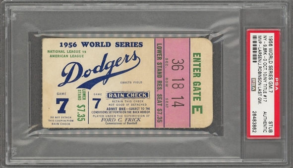 1956 Jackie Robinson Last Game World Series Game 7 Ticket- PSA/DNA Auth 
